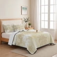 thumbnail image 5 of Quilts Full Size, Tropical Palm Tree Soft Comforter Bedding Set for Bed, Beige White Plants Coastal Leaf Beach Lightweight Quilted Bedspread with Pillow Cover(2 Pieces) for All Season, 78x90 Inch, 5 of 9