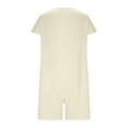 thumbnail image 4 of CheerKidz Women's Solid Color Short Sleeve Jumpsuit Loose Fitting Double Pocket Seam Design for Comfort(Beige,M), 4 of 5