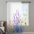 thumbnail image 4 of Lavender Sheer Curtains 63 Inches Long, Purple Blue Flower Floral Country Spring Light Filering Curtains, Breathable Simi Curtain Privacy Drapes for Living Room Bedroom Lightweight Window Treatment, 4 of 9