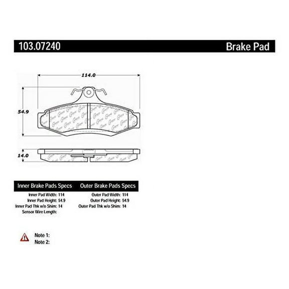 Centric Parts Disc Brake Pad P/N:103.07240