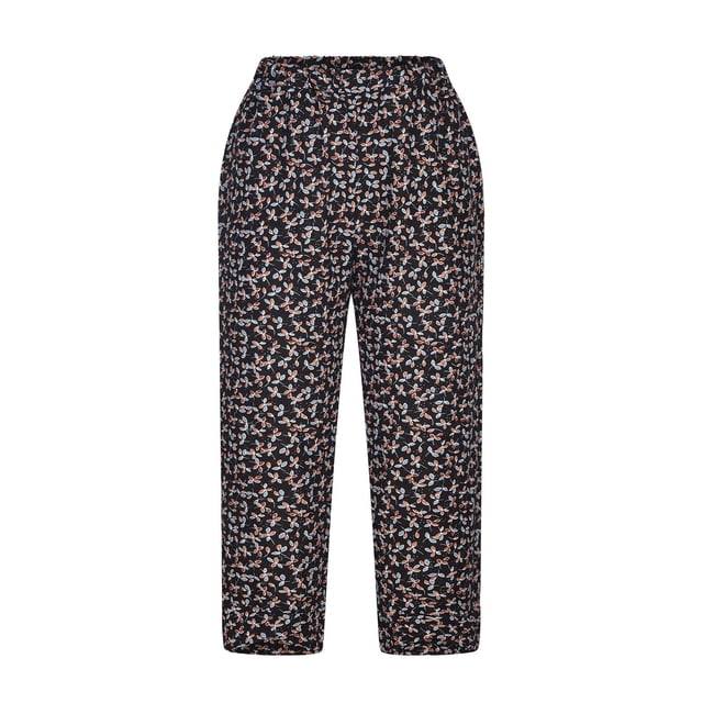 Birdeem Pantalon Grand Décontracté en Coton et Lin Imprimé pour Femme