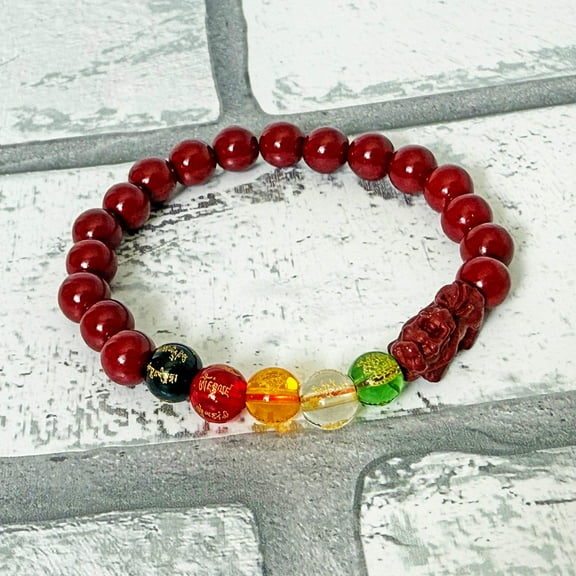Lucky Feng Shui Natural Cinnabar Pixiu Bracelet