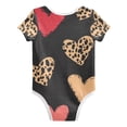 thumbnail image 2 of Valentine Colorful Hearts Leapard Printed Pure Cotton Bodysuit Short Sleeve Pajamas One-Piece Romper Unisex 18M, 2 of 6