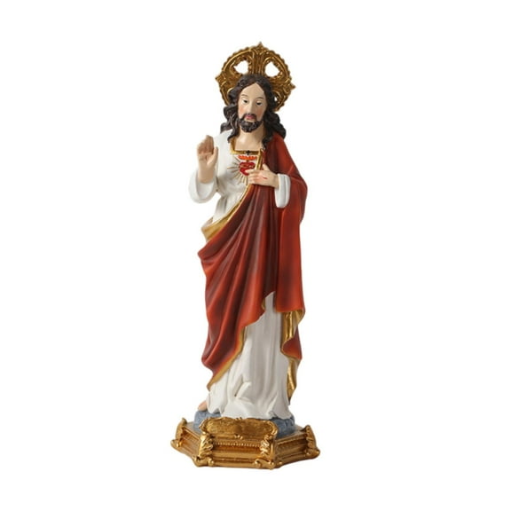 oshhni Holy Jesus Statue Catholic Sculpture Unique Resin Craft Jesus Statue Decorative Figurine for Indoor Outdoor Tabletop
