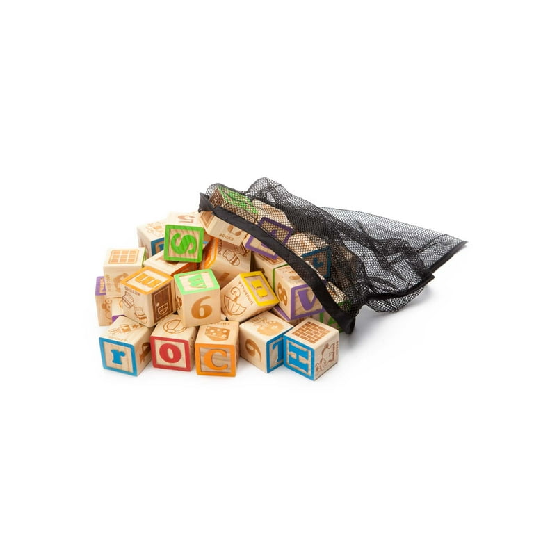 Oaktown Supply ABC Wooden Building Blocks for Baby. Large (1 Â¾â€ ) Jumbo  Size w/ Letters