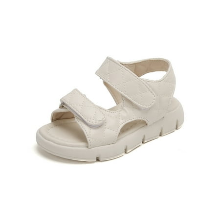 

Tenmix Unisex Beach Shoes Casual Summer Sandal Adjustable Strap Flat Sandals Open Toe Kids Non-slip Fashion White 11.5C