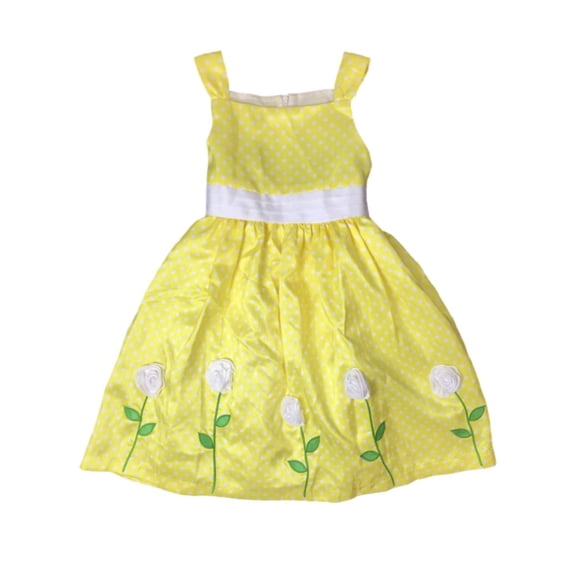 American Princess Girls Yellow Polka Dot Floral Rose Party Dress Flower Girl 5
