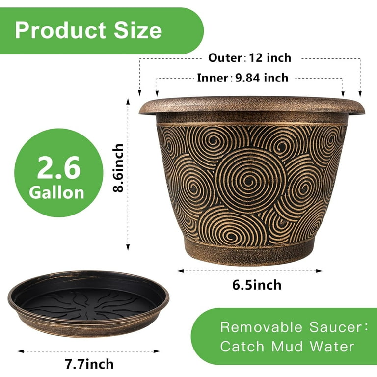 14 Inch Large Planter Pot for Plants Indoor Outdoor, 4 Pack Plastic Flower  Pots with Drainage Hole & Tray, Modern Decorative Garden Pot with Saucer,  Plant Container for House - Walmart.com
