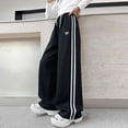 thumbnail image 5 of NOLDARES Girls Wide Leg Sweatpants Drawstring High Waist Baggy Track Pants Cute Print Sweatpants with Pockets for Teen 5-14Y(Black,10-12 Years), 5 of 7