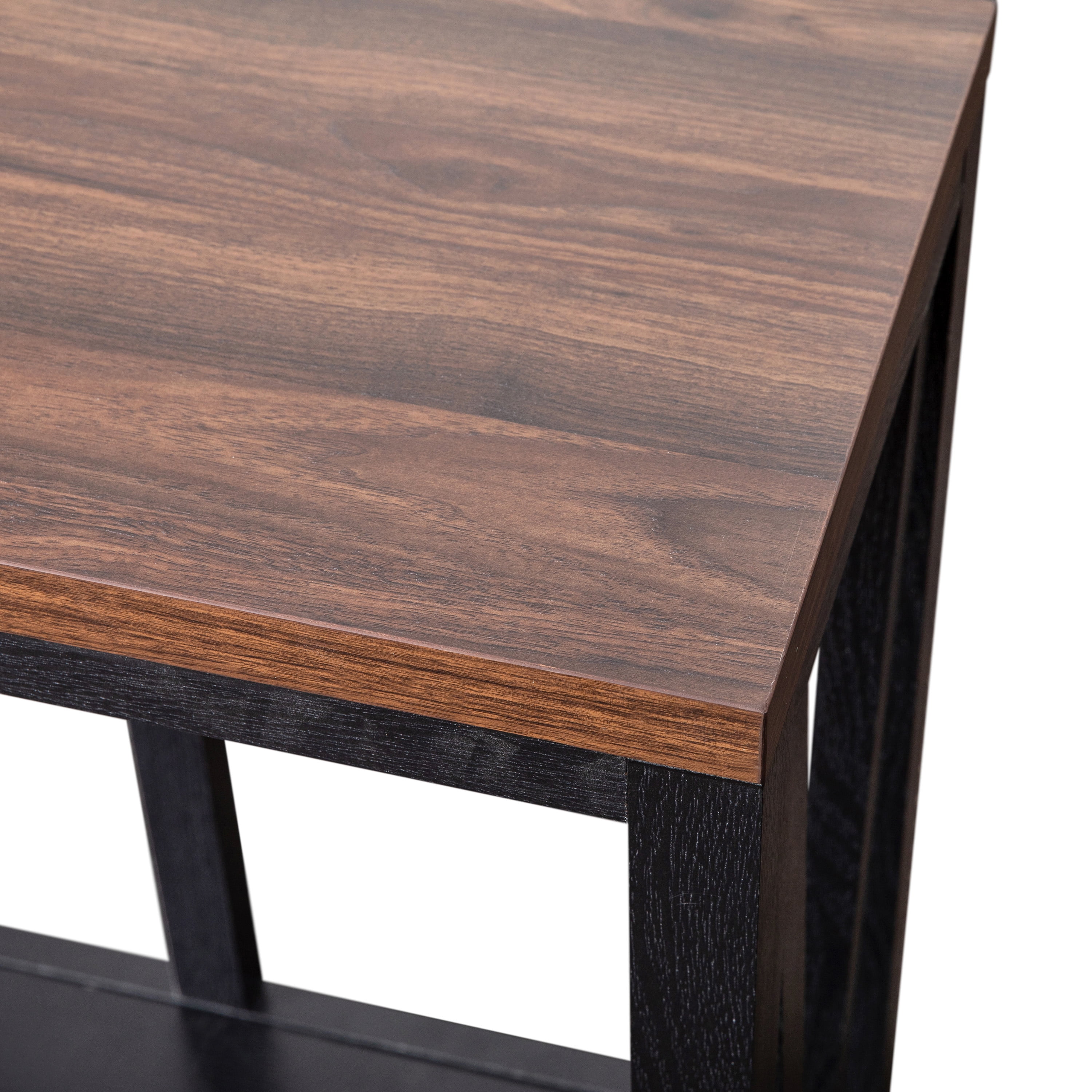 Emma + Oliver Modern Farmhouse Entryway Console Accent Table in Black with Walnut Finished Wood Top