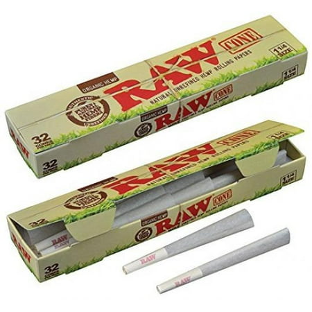 RAW Organic Unrefined Pre-Rolled Cone 32 Pack (1 1/4