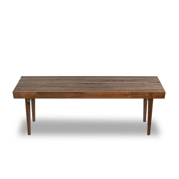 Mid Century Modern Felicity Brown Teak Bench