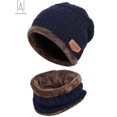 thumbnail image 4 of Gustave 2 Pieces Kids Winter Warm Knitted Hat and Scarf, Knit Beanie Cap Fleece Lining Thick Knit Skull Cap for Boys and Girls "Navy Blue", 4 of 8