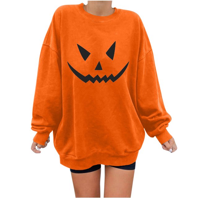 Sudadera de manga larga informal con cuello redondo y estampado de Halloween para mujer Fridja hj2812