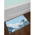 thumbnail image 2 of Japanese Wave Bath Mat, Wave of Tsunami Symbolizing Strength Tattoo Style Illustration, Plush Bathroom Decor Mat with Non Slip Backing, 29.5" X 17.5", Pale Blue Teal, by Ambesonne, 2 of 2