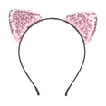 thumbnail image 1 of Diadema reversible con orejas de gato y lentejuelas, aros brillantes para el pelo, accesorios para el pelo de gatita para mujer, color rosa, 1 of 14