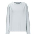 thumbnail image 7 of Casual Tops for Women Long Sleeve Basic T Shirts Patch Back Loose Round Neck Pullover Womens Going Out Top, White, XL, 7 of 7