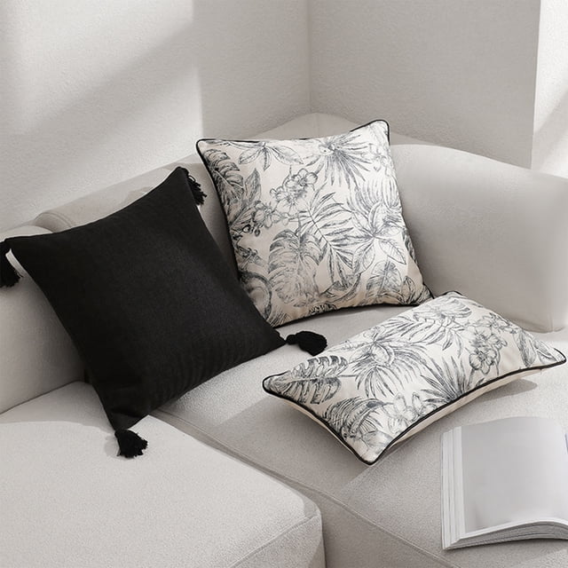 Funda decorativa para cojines | Poliéster blando, transpirable, lavable a máquina | Blanco, 17,7x17,7 pulgadas y 11,8x19,6 pulgadas | Punto apretado, absorbente del sudor | Calidad de hotel para