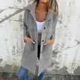 thumbnail image 7 of Hvyesh Fleece Jackets for Women Lapel Collar Mid Length Pea Coats Single Breasted Solid Trench Coat Long Sleeve Casual Outwear, 7 of 7