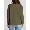thumbnail image 6 of Womens Sweatshirt Spring Fall Casual Texture Lightweight Soft Crew Neck Long Sleeve Loose Tops with Pocket,Army Green, 6 of 9