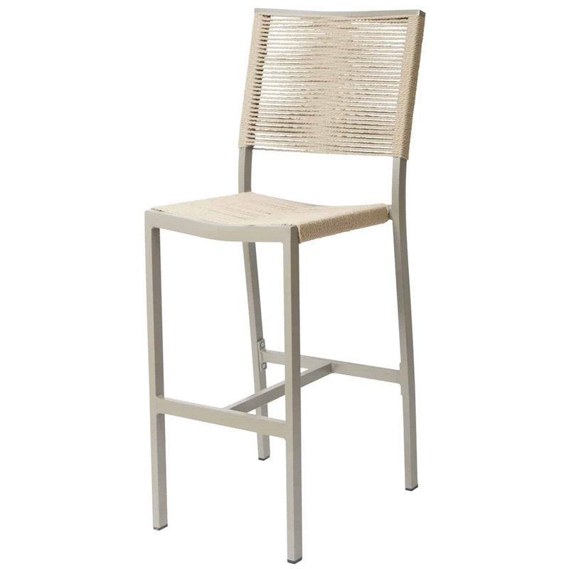 Home Square Aluminum Frame Patio Bar Side Stool in Tan Rope - Set of 2 - image 2 of 2