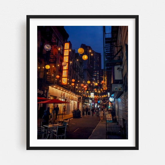 Lantern Lit Alley 02 - Manhattan New York Photography Black Framed Wall Art Print 30 x 40 inches