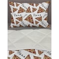 thumbnail image 3 of Pizza Comforter & Sham Bedding Set, Pattern in Hand Drawn Doodle Style Pizzeria Menu Fast Food Delicious Gourmet Eating, 3 pcs Duvet Set Microfiber Filling Quilt, 5 Sizes, Multicolor, by Ambesonne, 3 of 4