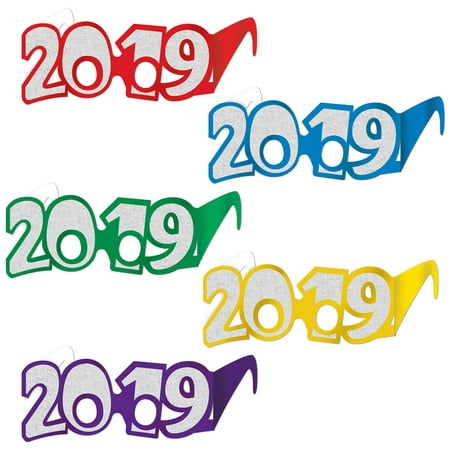 Club Pack of 50 Glittered Foil 2019 New Year's Novelty