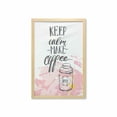 thumbnail image 1 of Keep Calm Wall Art with Frame, Design with Strokes Cup and Make Coffee Calligraphy, Printed Fabric Poster for Bathroom Living Room, 23" x 35", Rose Charcoal Grey White, by Ambesonne, 1 of 2