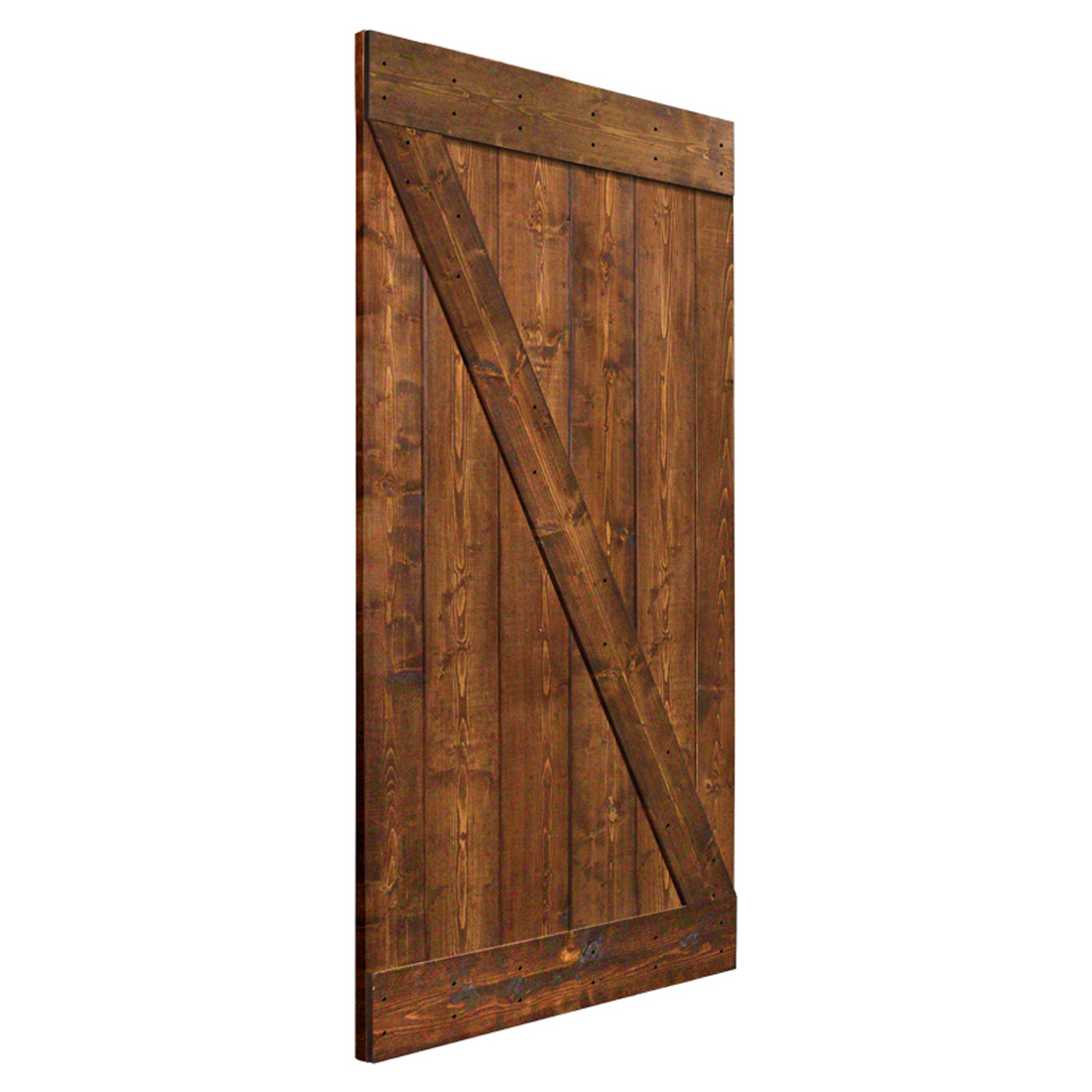 Frameport Rustic Knotty Pine 36 inch by 84 inch Flat Z-Brace Barn Door - Clear Varnish