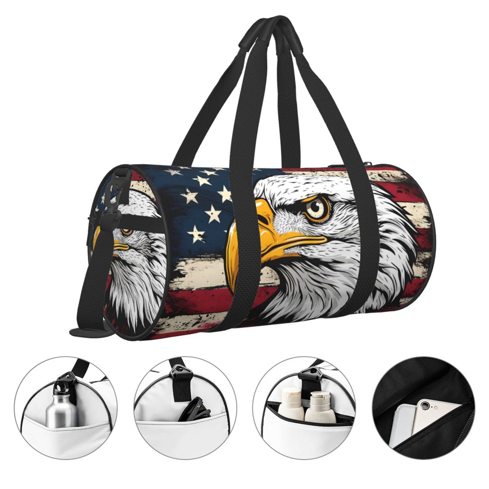 Defioc American Bald Eagle for Travel Duffle Bag,Weekender Bag Carry On Tote Bags Hospital Bag Large Capacity Sport Gym Bag for Men Women Fit for Trave, Gym,Weekend