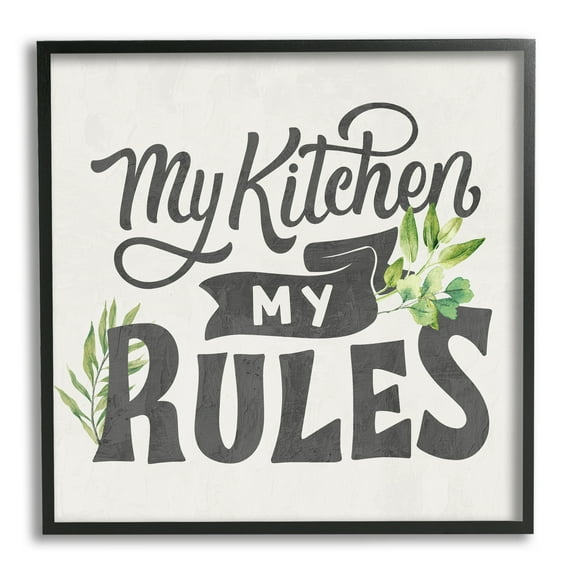 Stupell Industries Retro My Kitchen Rules Food & Beverage Painting Black Framed Art Print Wall Art, 12 x 12