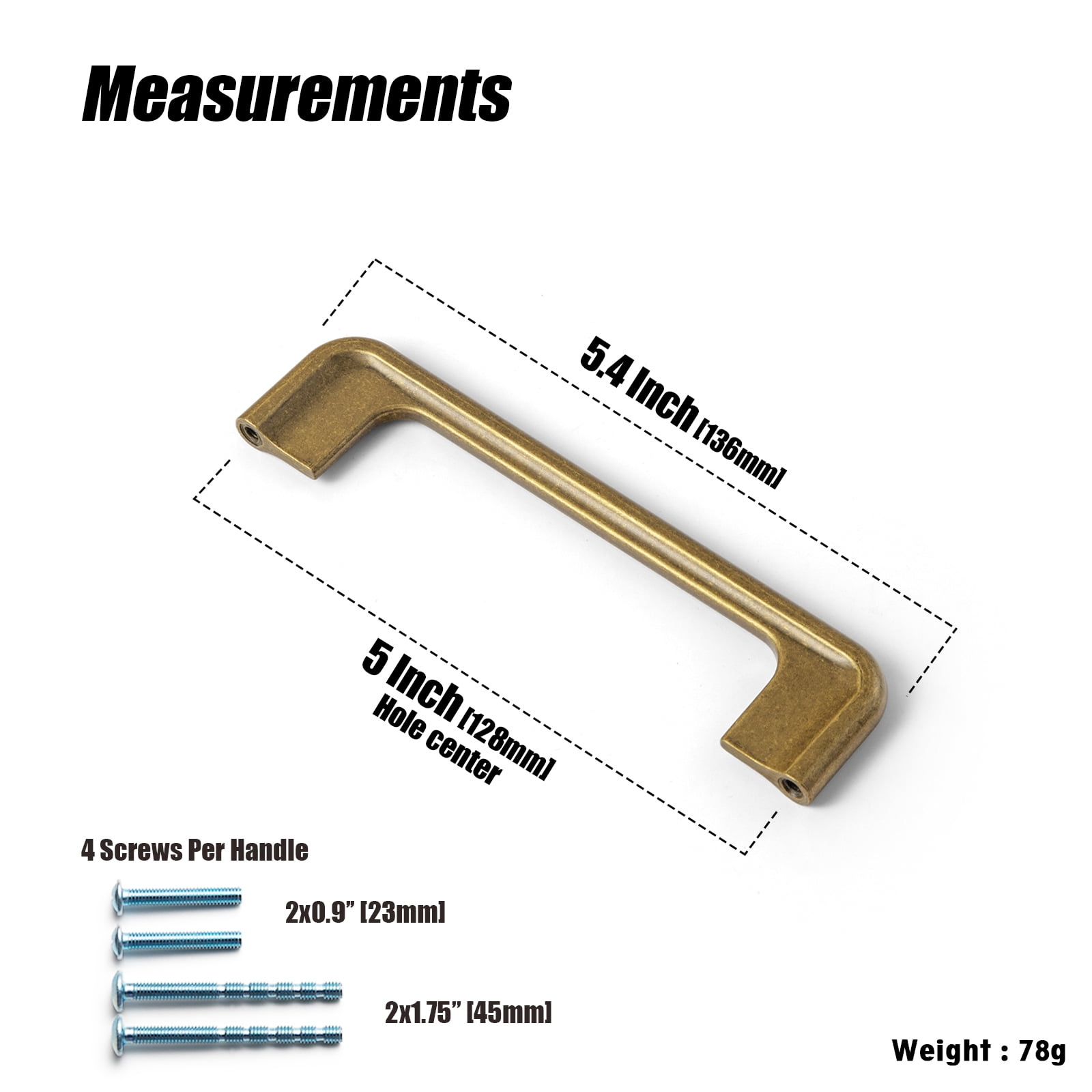 Goo-Ki 12 Pack Antique Brass Cabinet Handles of 5''(128mm) Hole Center, Zinc Alloy Cabinet Pulls for Drawer,Dresser,Cupboard (2057) Wardrobe,