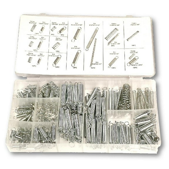 Assorted Zinc Plated Steel Compression and Extension Spring 200 Pc Kit
