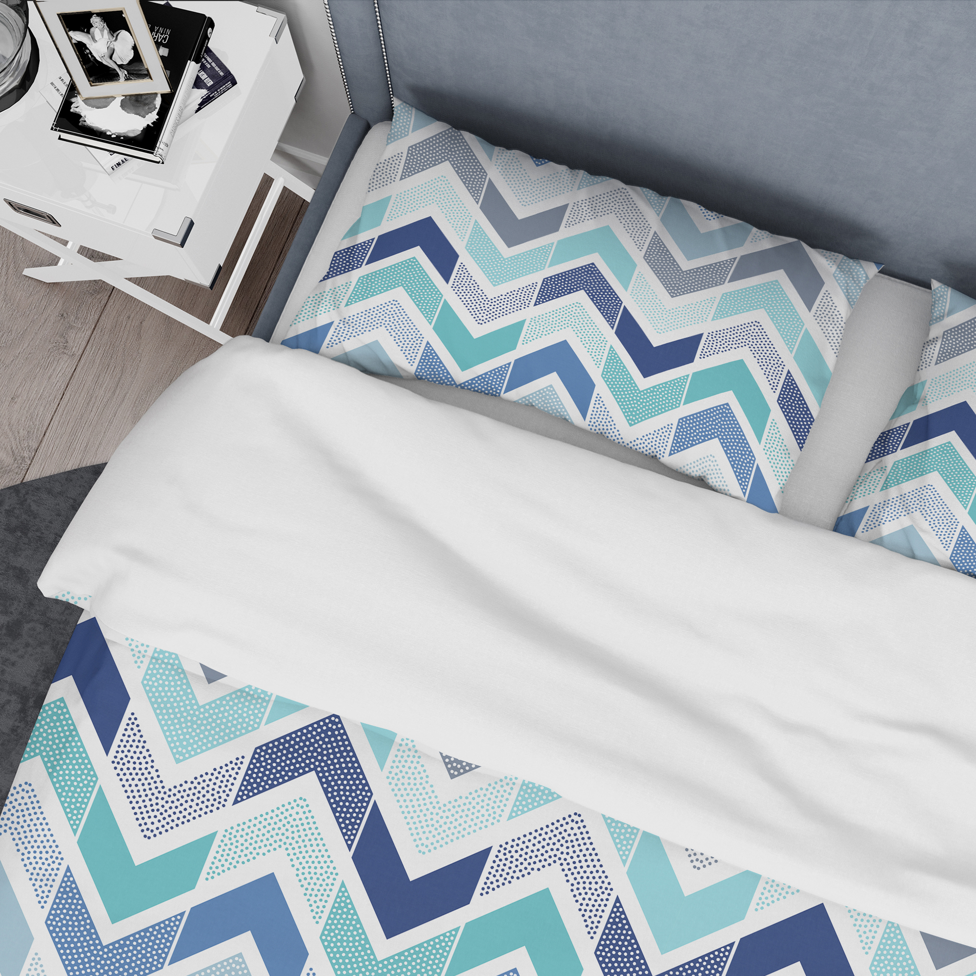 Designart 'Retro dotted blue wave pattern' Vintage Duvet Cover Set
