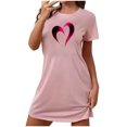 thumbnail image 2 of FDGIU Women's Valentine Heart Printed Nightgown - Short Sleeve Sleepshirt Pajama Dress Loungewear Wear S-2XL, 2 of 3