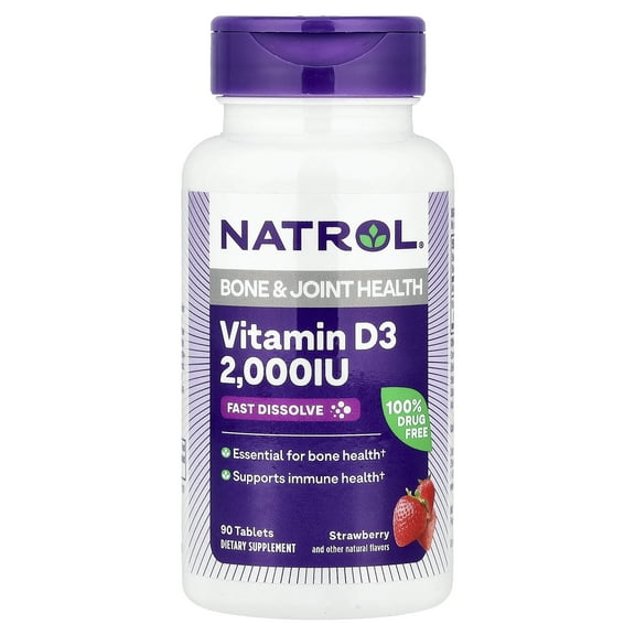 Natrol Vitamin D3 Wild Cherry - 2000 IU - 90 Mini Tablets