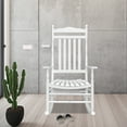 thumbnail image 5 of UBesGoo 1 Pack Wood Rocking Chair, r Solid Wood High Back Seat Reclining Seat for Deck, Garden, Backyard, Porch, Indoor or Outdoor Use, White, 5 of 7