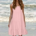 thumbnail image 1 of fartey Robe Décontractée pour Femmes Été Unie Col Rond à Étages Ample Robe Débardeur Sans Manches Ligne A Confortable Midi Robe de Plage, 1 of 7