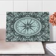 thumbnail image 2 of Nautical Cutting Board, Wind Rose Surrounded by Ornate Floral Arrangement Pattern Destination Graphic, Decorative Tempered Glass Cutting and Serving Board, Small Size, Black White, by Ambesonne, 2 of 5
