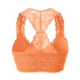 thumbnail image 3 of URBAN DAIZY Women's Seamless Lace Bra Racerback Padded Sexy Floral Mesh Bralette Crop Top Removable Pads Breathable Bustier A11_6324 Peach 2XL, 3 of 7