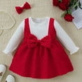 thumbnail image 2 of Toddler Girl Dresses Long Sleeve Ruffle Layered Cute Bow Princess Dress with Headband Birthday Party Dresses Red,18-24M, 2 of 5