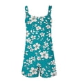thumbnail image 4 of Womens Linen Jumpsuits Shorts with Pockets Floral Print Knotted Strap Summer Plus Size One Piece Short Rompers S-3X (3XL, Blue 02), 4 of 5