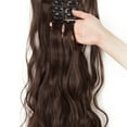 thumbnail image 4 of SHCKE 8Pcs Clip in Wavy Hair Extensions 24 Inch Synthetic Hair Extensions Medium Brown Double Weft Hair Extensions Hairpiece for Women, 4 of 6