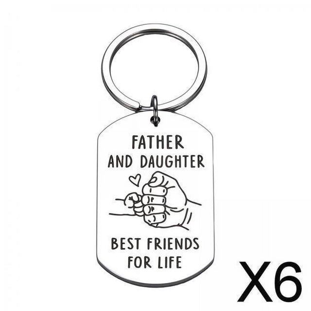6x Llavero Colgante, Regalo Del Día , Regalos para Papá de Hijo, Llavero para Hija, Etiquetas para Llaves para Papá, Regalos de Cumpleaños Pa 6 piezas