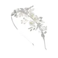 thumbnail image 1 of Diademas de boda hechas a mano con perlas para mujer, diadema de novia con diamantes de imitación plateados, accesorios de joyería para el cabello, 1 pieza blanca, 1 of 5