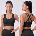 thumbnail image 2 of Zijinkuiwen Women's Seamless Wireless Crisscross Back Sports Bra with Stretch Ribbed Band for Yoga Workout Daily Wear,M, 2 of 5