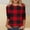 Red, variant on LYEAA Womens Shirts 3/4 Sleeve Plus Size Plus Size Crew Neck T-shirt Fashion Checkered Tees Loose Soft Comfortable Blouse Dressy Casual Breathable Trendy Clothing XXL