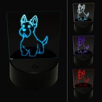 Scottish Terrier Dog Sitting LED Night Light Sign 3D Illusion Desk Nightstand Lamp