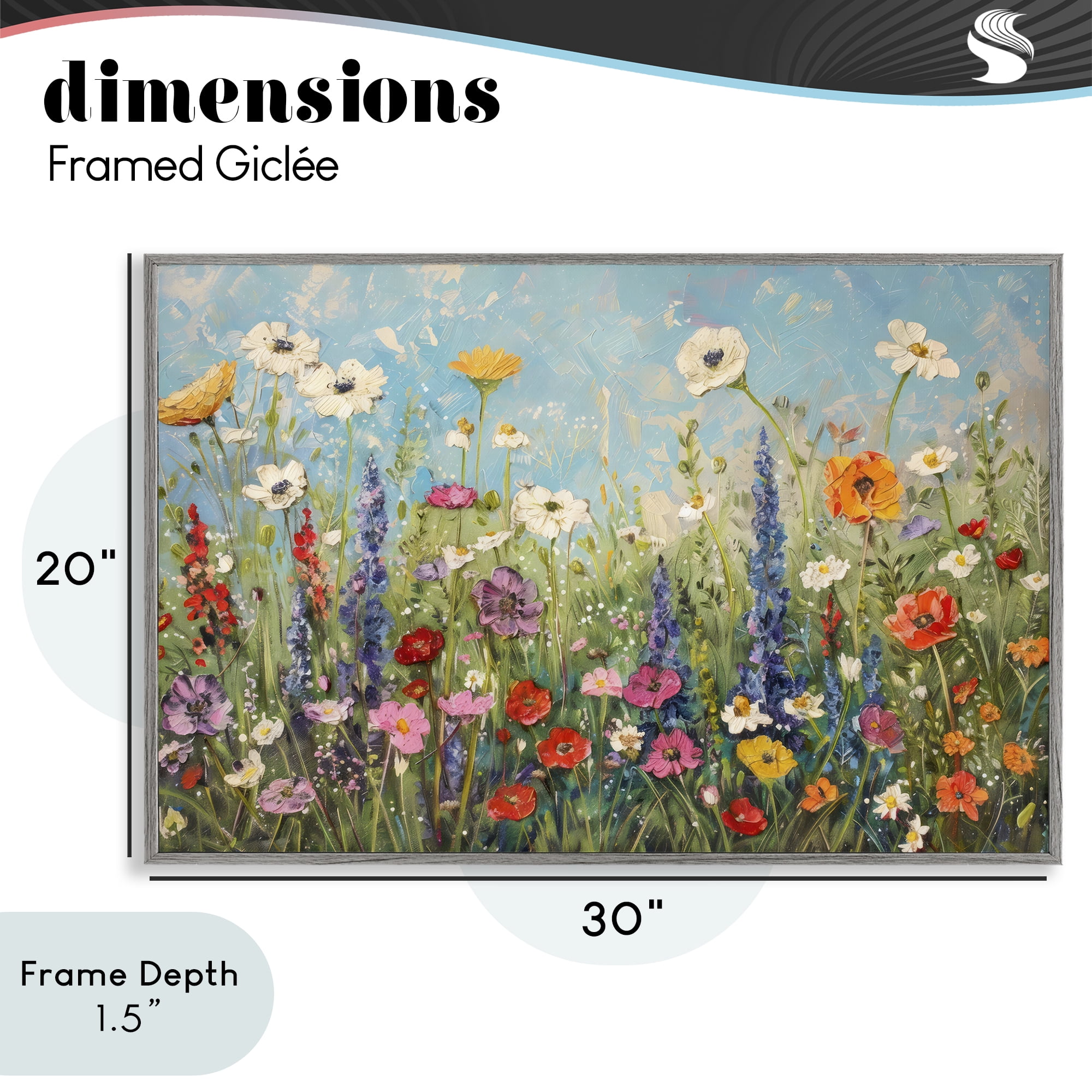 Stupell Industries Wildflower Field of Spring Blooms Gray Framed Giclee Art, design by Creative Studio